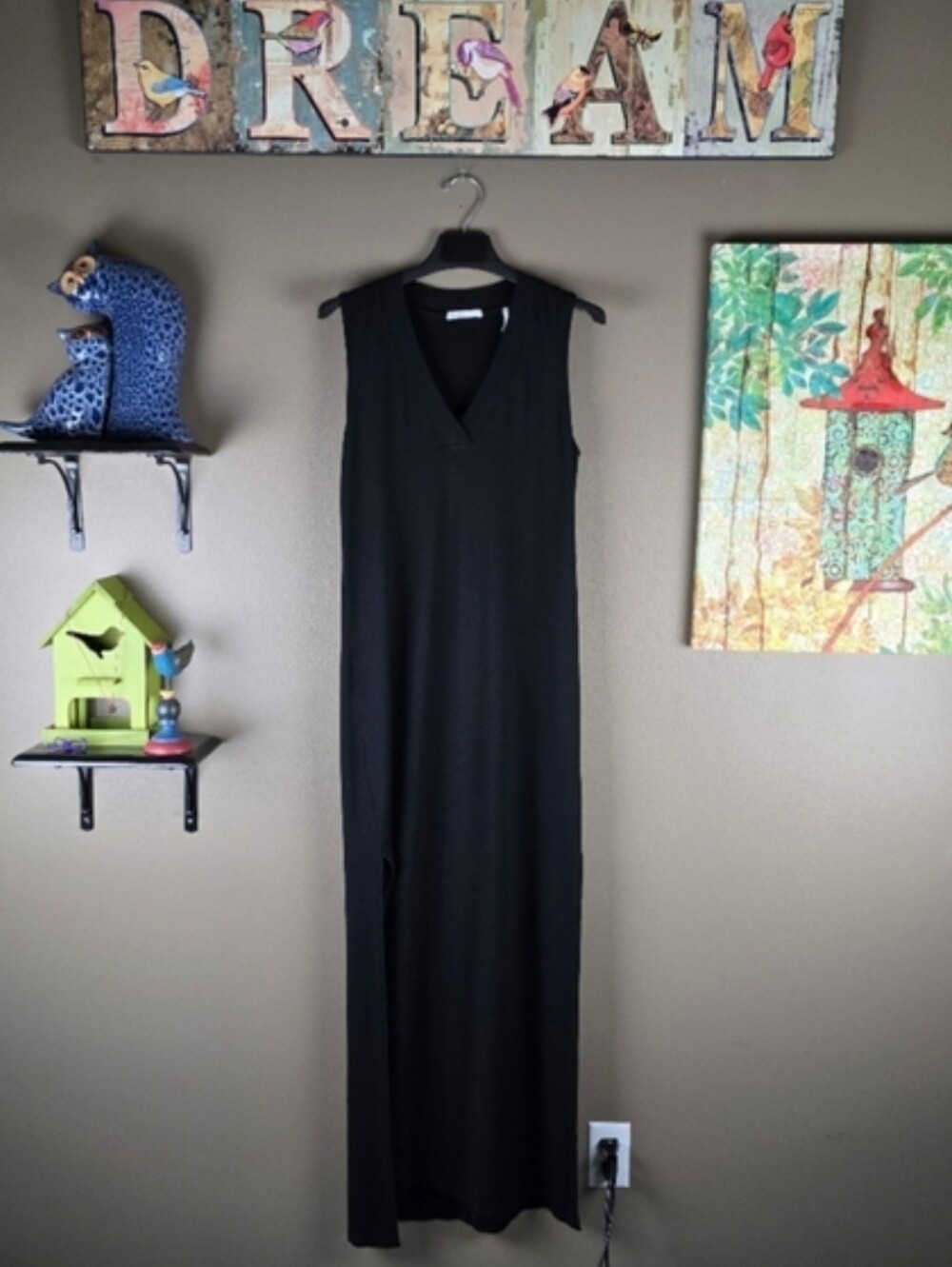 BLDWN Addison Black V-neck Sleeveless Maxi Dress Medium